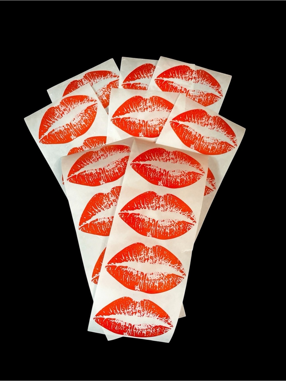 32 Red Hot Lips Stickers 2.25" x 1.25" Red Sexy Sultry Kisses Love NEW
